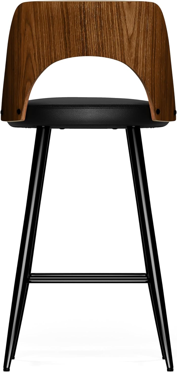 Micah Contemporary Counter Height Stool (Set of 2) Black PU faux leather FFW258-674