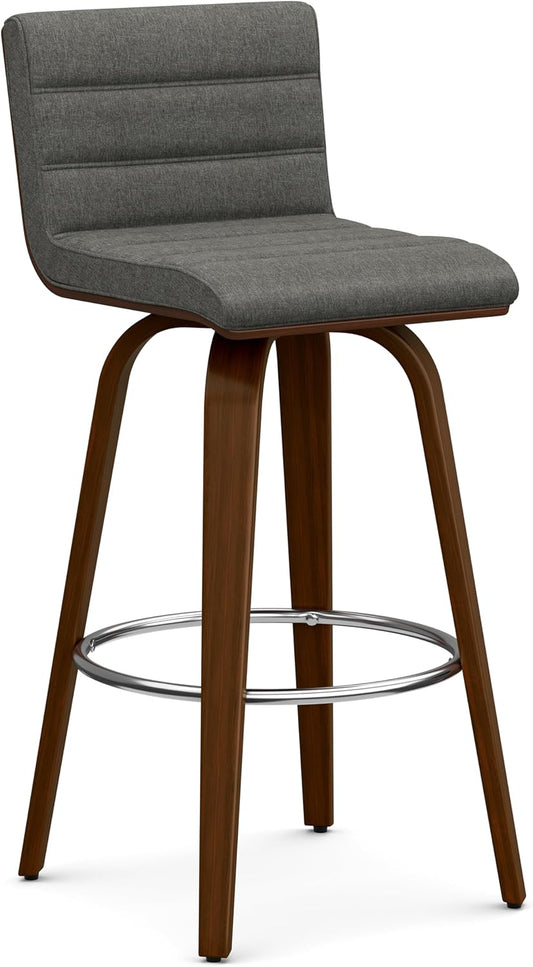 Roland Modern 24" Swivel Counter MCM Stool Grey Linen Look Fabric FFW-700
