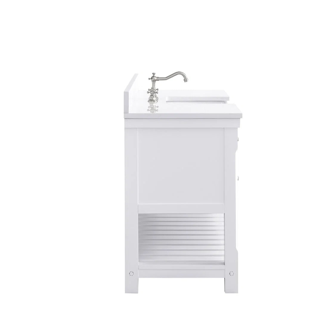 Gracie Oaks White Rosana 72" Double Bathroom Vanity Base FFE-1195