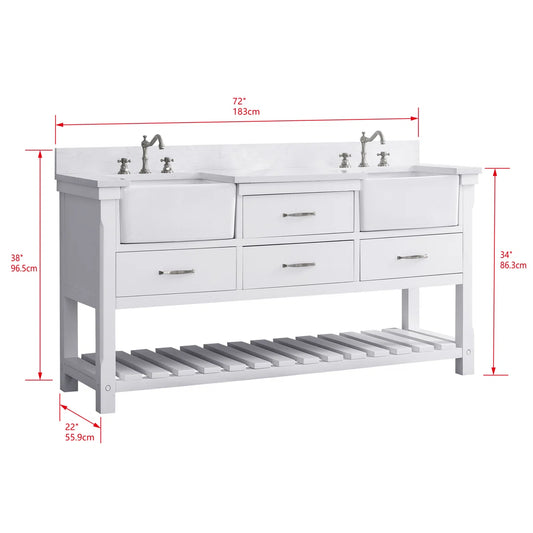 Gracie Oaks White Rosana 72" Double Bathroom Vanity Base FFE-1195
