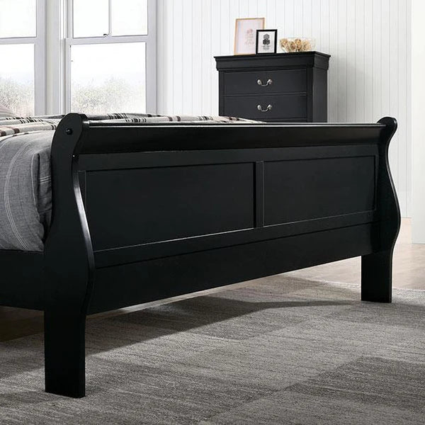 Furniture of America Louis Philippe Black Queen Sleigh Bed FFE-1282