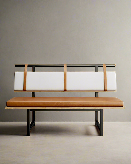 Denver Modern Banquette Bench Boucle / Saddle Leather / White Oak Deck FFE-722