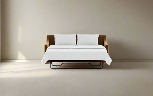 Interior Define Ella Sleeper Sofa Fawn Brown Velvet Upholstery FFE258-328