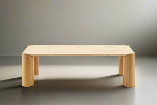 Castlery Albie Travertine Stone Wood Rectangular Coffee Table FFE258-349a