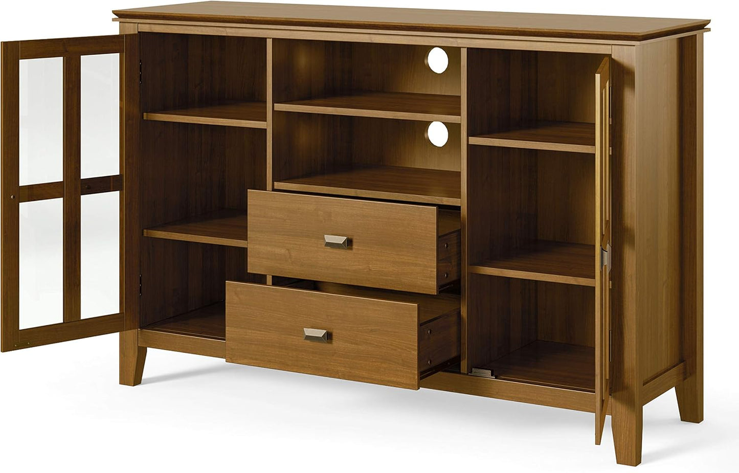 Artisan Solid Wood 53" Honey Brown TV Media Stand Cabinet FFW258-710