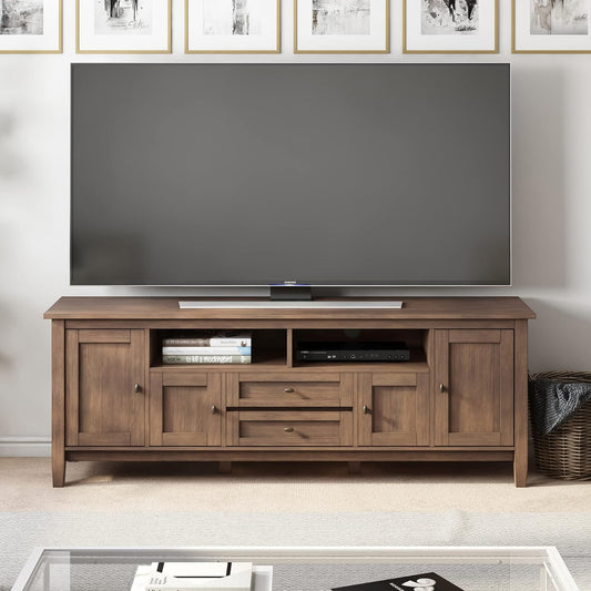 Amherst Solid Wood 72" Wide Media Console Natural Aged Brown  FFW258-663