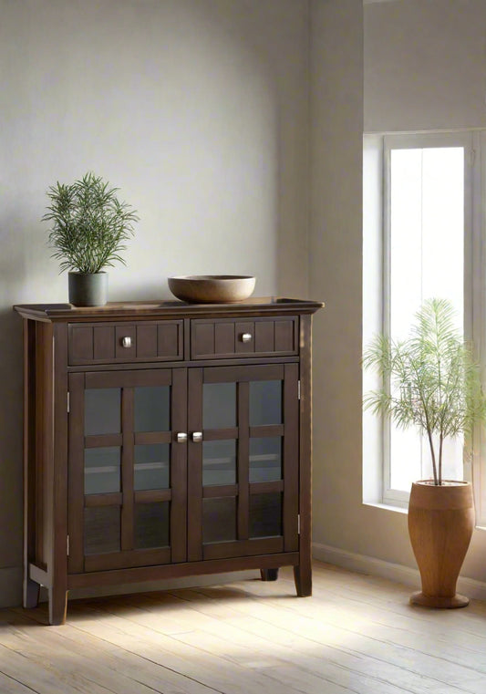 Acadian 36" Wide in Natural Aged Brown Glass Front Storage Cabinet FFW258-659