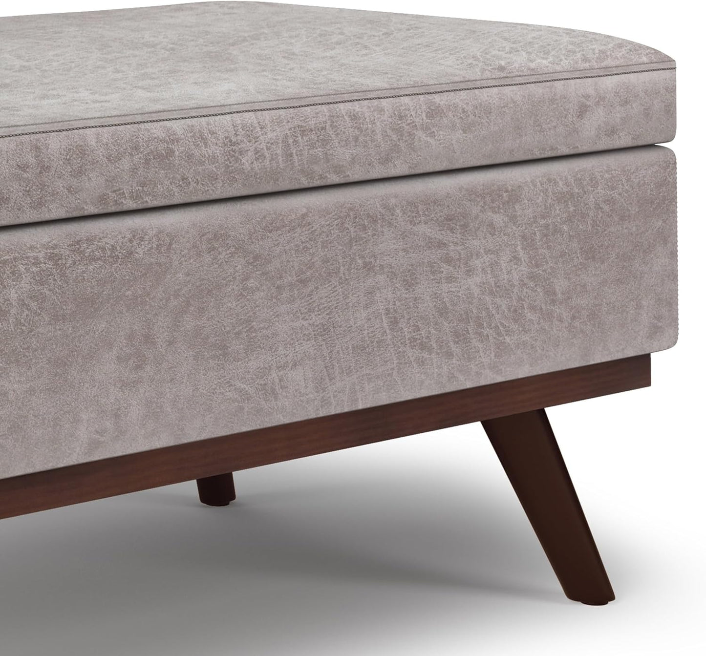 Owen 42" Coffee Table Storage Ottoman in Vegan Taupe/Grey Leather FFW258-645