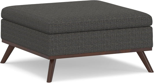 Owen 36" Coffee Table Storage Ottoman in Ebony Tweed Fabric FFW258-611