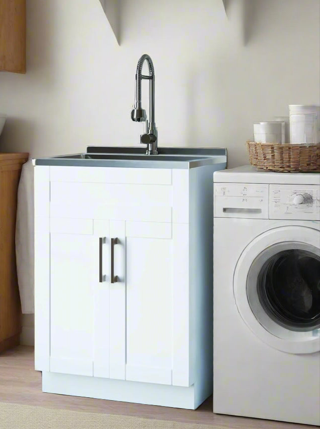 Hennessy 24-inch Utility Sink & Cabinet in Pure White FFW258-711