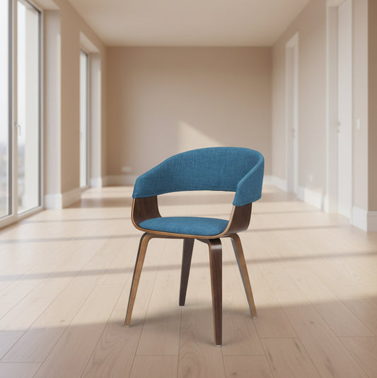 Lowell Bentwood Chair w/Light Wood in Blue Linen Look Fabric FFW258-883