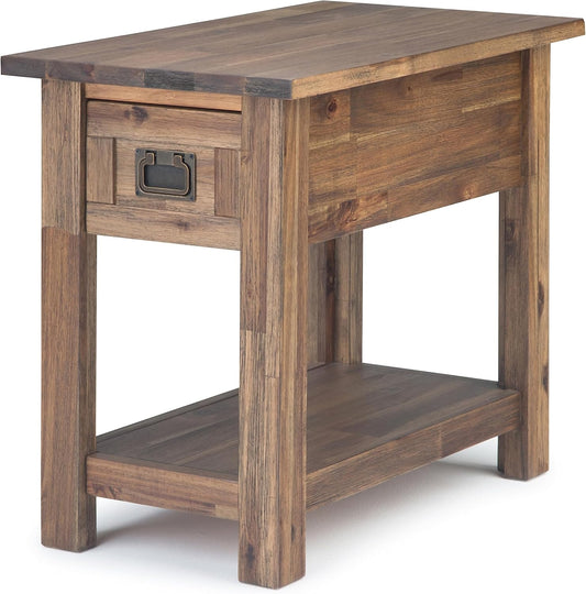 Monroe Acacia 14 Wide Rectangle Rustic Side Table in Rustic Natural Brown FFW258-609