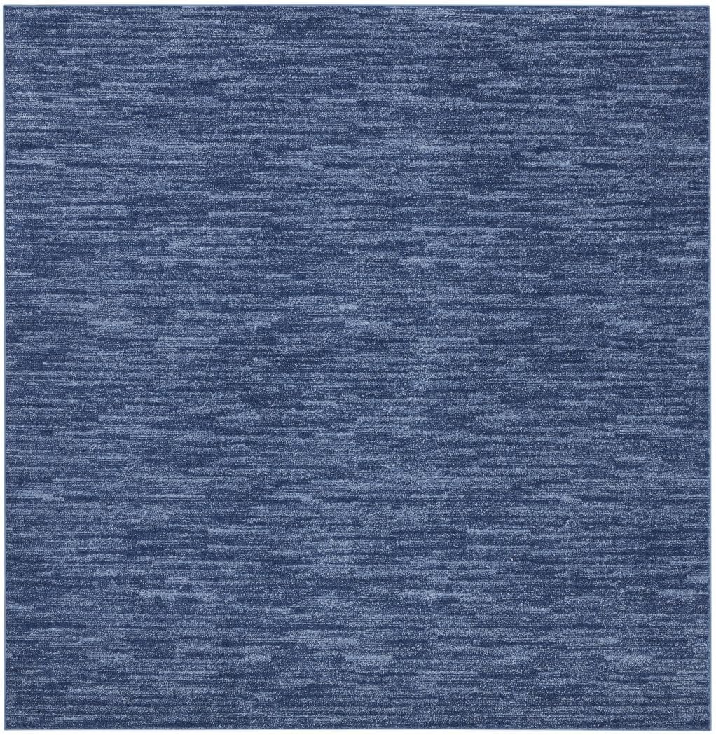 HomeRoots 7' Square Blue Square Non Skid Indoor Outdoor Area Rug FFE258-343