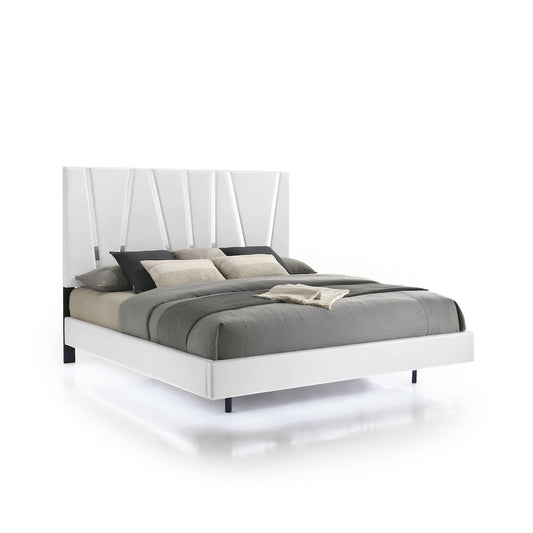 Bison Commerce White Europa 7-Piece Wood King Bedroom Set w Panels FFE-1457