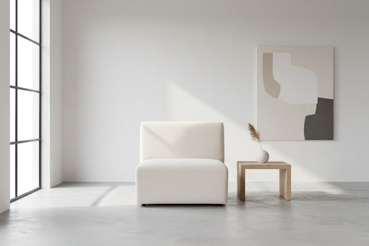 Castlery Auburn Chalk Beige Bouclé Performance Fabric Armless Sofa FFE-1266