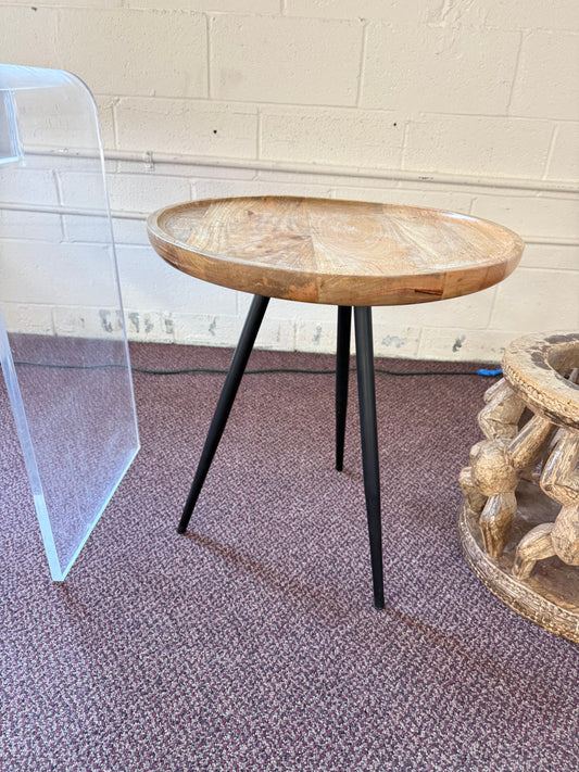 Small Round Wood Top End Side Table HR4