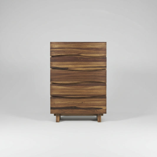 Modus Ocean Five Drawer Solid Wood Dresser Chest in Natural Sengon FFE-1483
