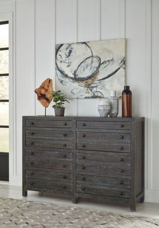 Modus Townsend Solid Wood Eight Drawer Dresser Chest in Gunmetal 2 FFE-1481