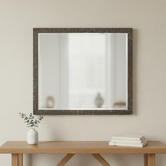 Modus Townsend Solid Wood Beveled Glass Mirror in Gunmetal FFE-1487