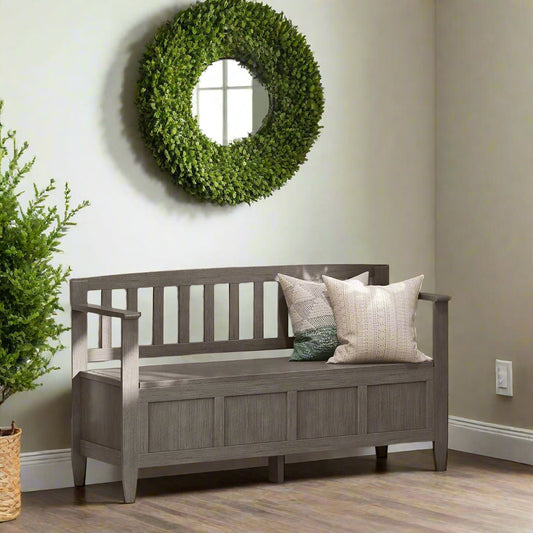 Brooklyn Solid Wood Entryway Farmhouse Grey Storage Bench FFW-717