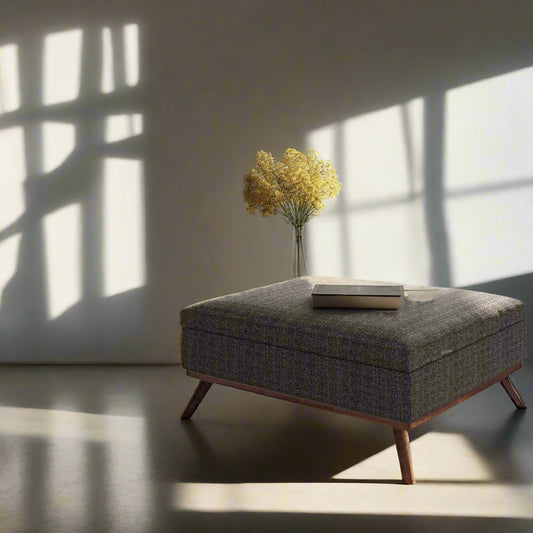 Owen 36" Coffee Table Storage Ottoman in Ebony Tweed Fabric FFW258-611