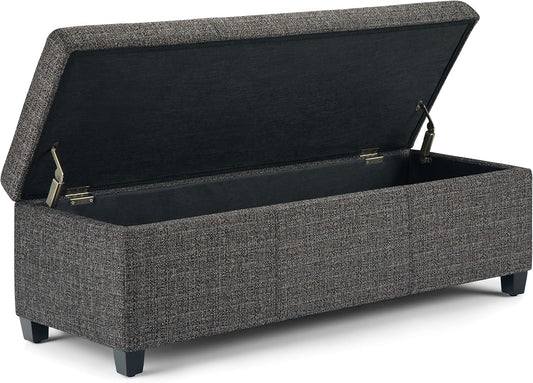Avalon 48" Dark Grey Tweed Upholstered Storage Ottoman FFW258-593