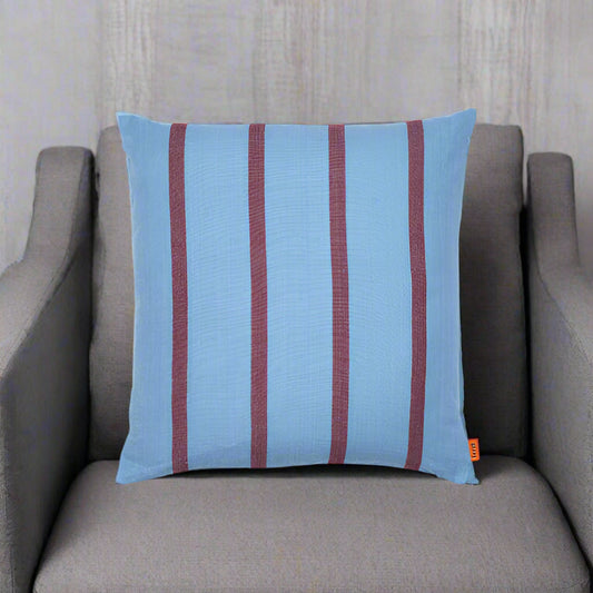 Ferm Living Grand Pillow - Faded Blue / Burgundy Stripes FFE258-347