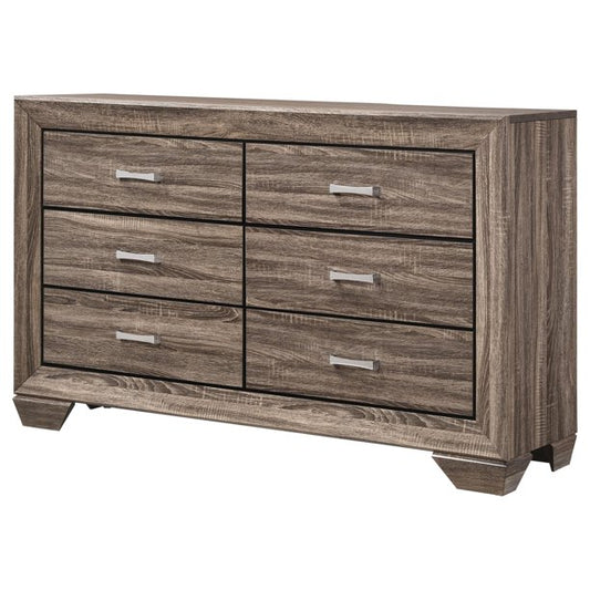 Coaster Brown Kauffman 6-Drawer Wood Dresser w Tapered Feet FFE258-53