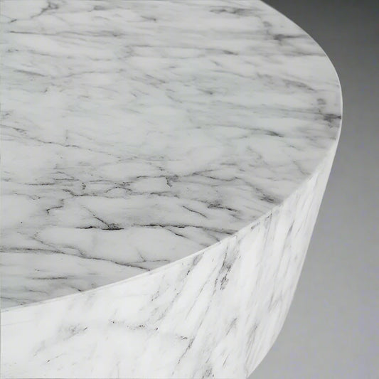 Arteriors Godwin Modern Classic White Faux Marble Round Cocktail Table MB1-38