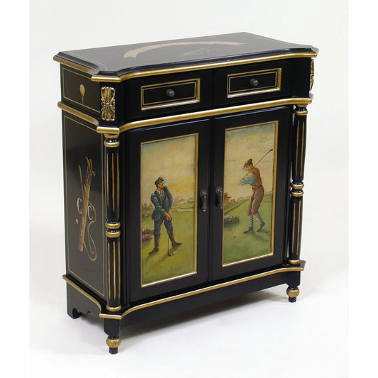 AA Import Painted Golf Scene 2 Drawer Chest Cabinet AAI1635 FFE-757