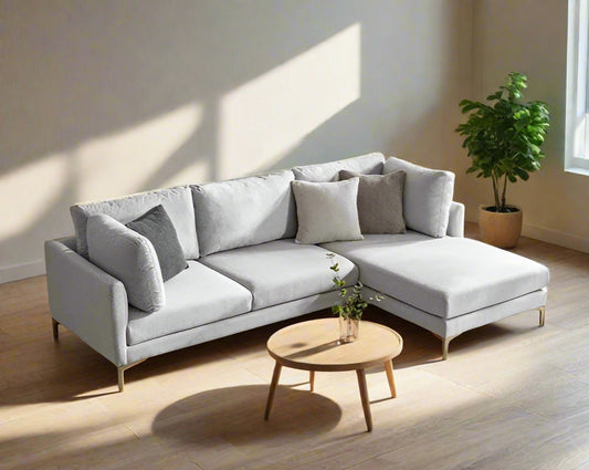 Castelry Adams Dove Grey Chaise Sectional Sofa Couch Left Facing Seat FFE258-429