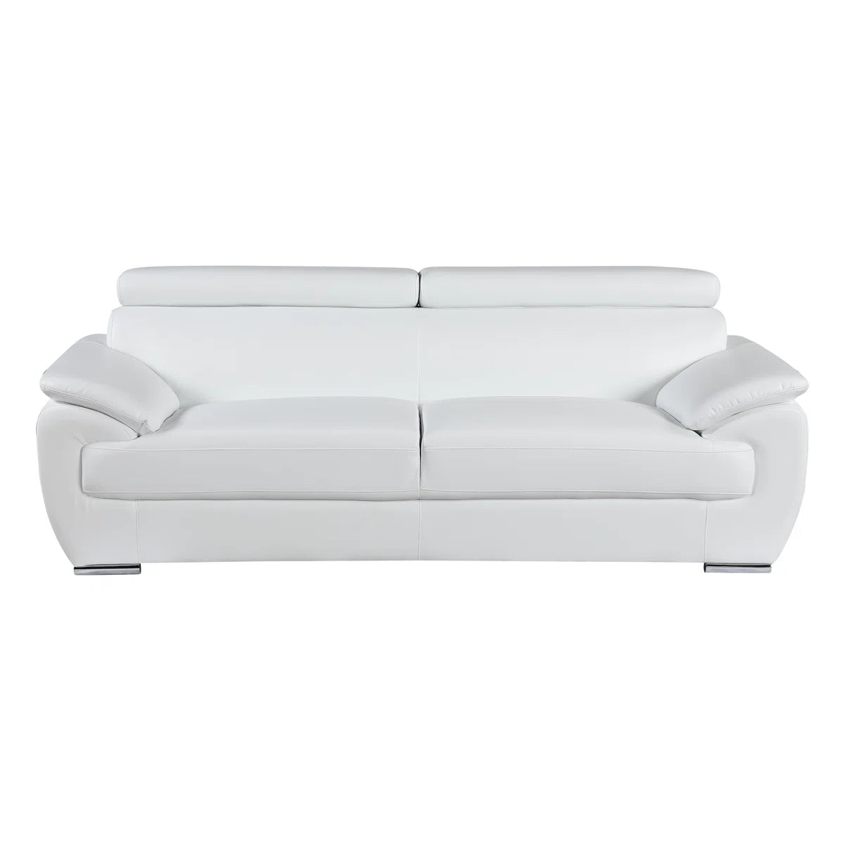 Orren Ellis Aieshia Genuine White Leather Sofa FFE-1197