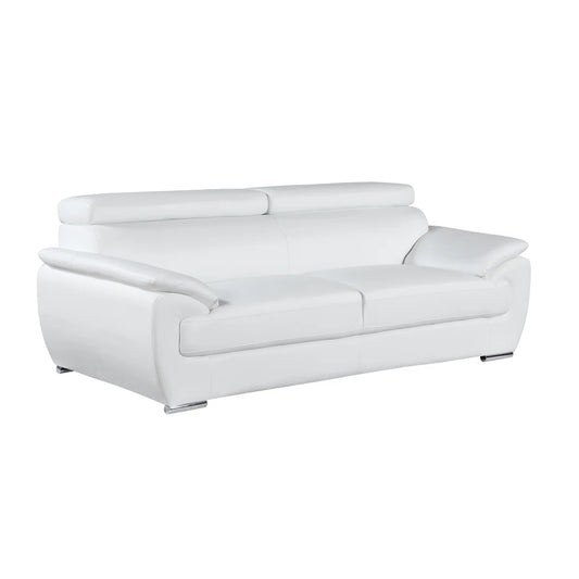 Orren Ellis Aieshia Genuine White Leather Sofa FFE-1197