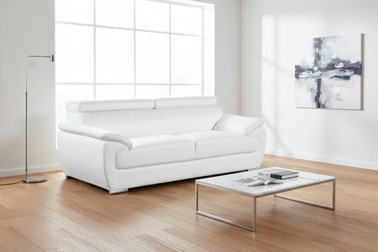 Orren Ellis Aieshia Genuine White Leather Sofa FFE-1197
