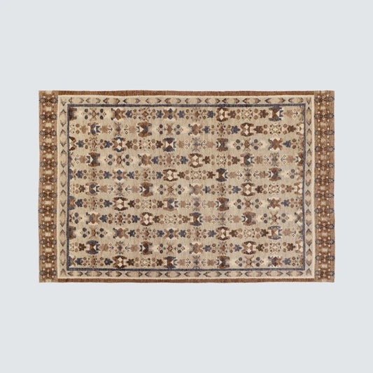 Aisha Hand-Knotted Taupe Area Rug Hand Made in India FFE-1528