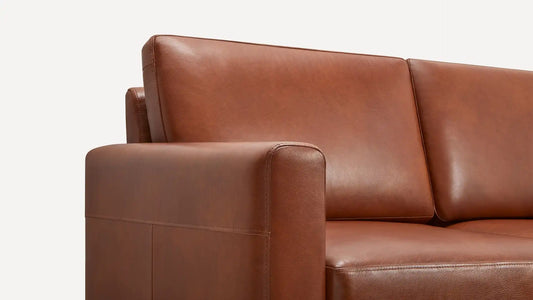 Burrow Block Nomad Block Arm Chestnut Leather Walnut Leg Sofa Couch FFE258-547