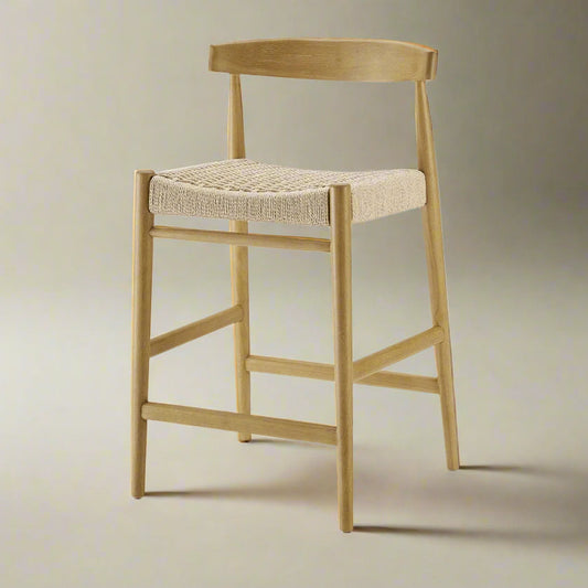 Castlery Austen Counter Stool White Wash w Woven Cane Seat (4 Avail) FFE258-348