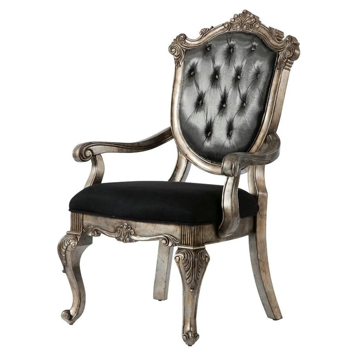 Lark Manor Caviness Silver Gray Tufted Arm Chair (Set of 2) FFE-1160