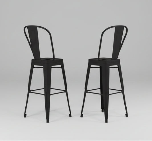 Fletcher Industrial Metal 24 inch Metal Counter Height Stool (Set of 2) in Black FFW-898