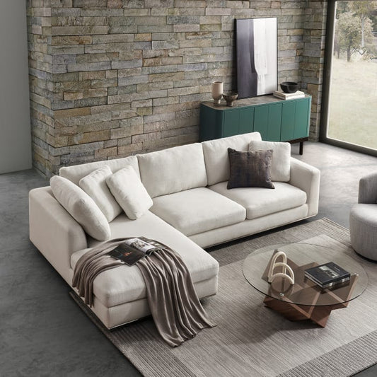 Castlery Hamilton Chaise Sectional Sofa Left Facing Performance Brilliant Wht FFE258-561