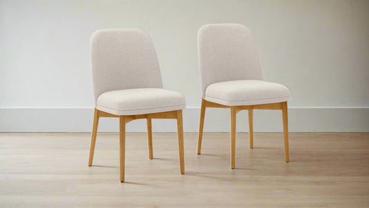 Pair of Burrow Beige Papyrus/Oak Alto Dining Chairs FFE258-450