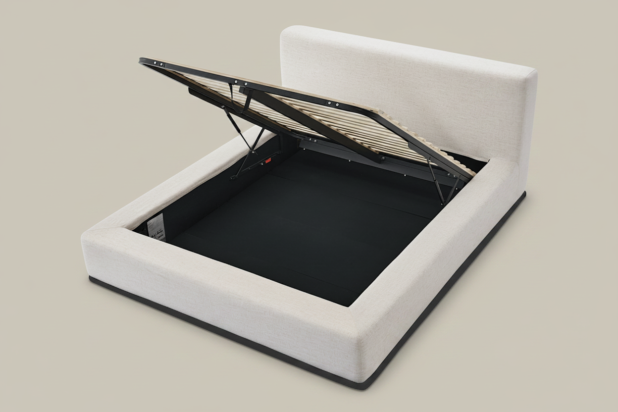 Castlery Dawson Queen Size Storage Bed, Beach Linen FFE-1541