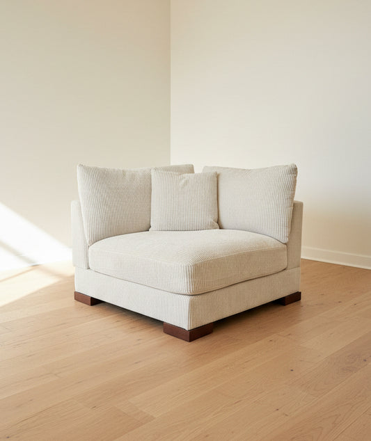 Corduroy Beige Corner Sofa Chair Couch FFE-1425