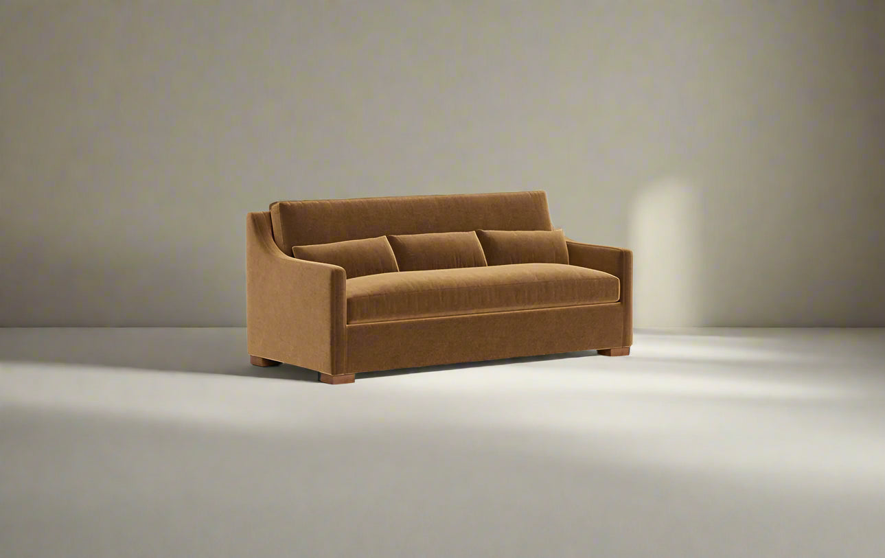 Interior Define Ella Sleeper Sofa Fawn Brown Velvet Upholstery FFE258-328
