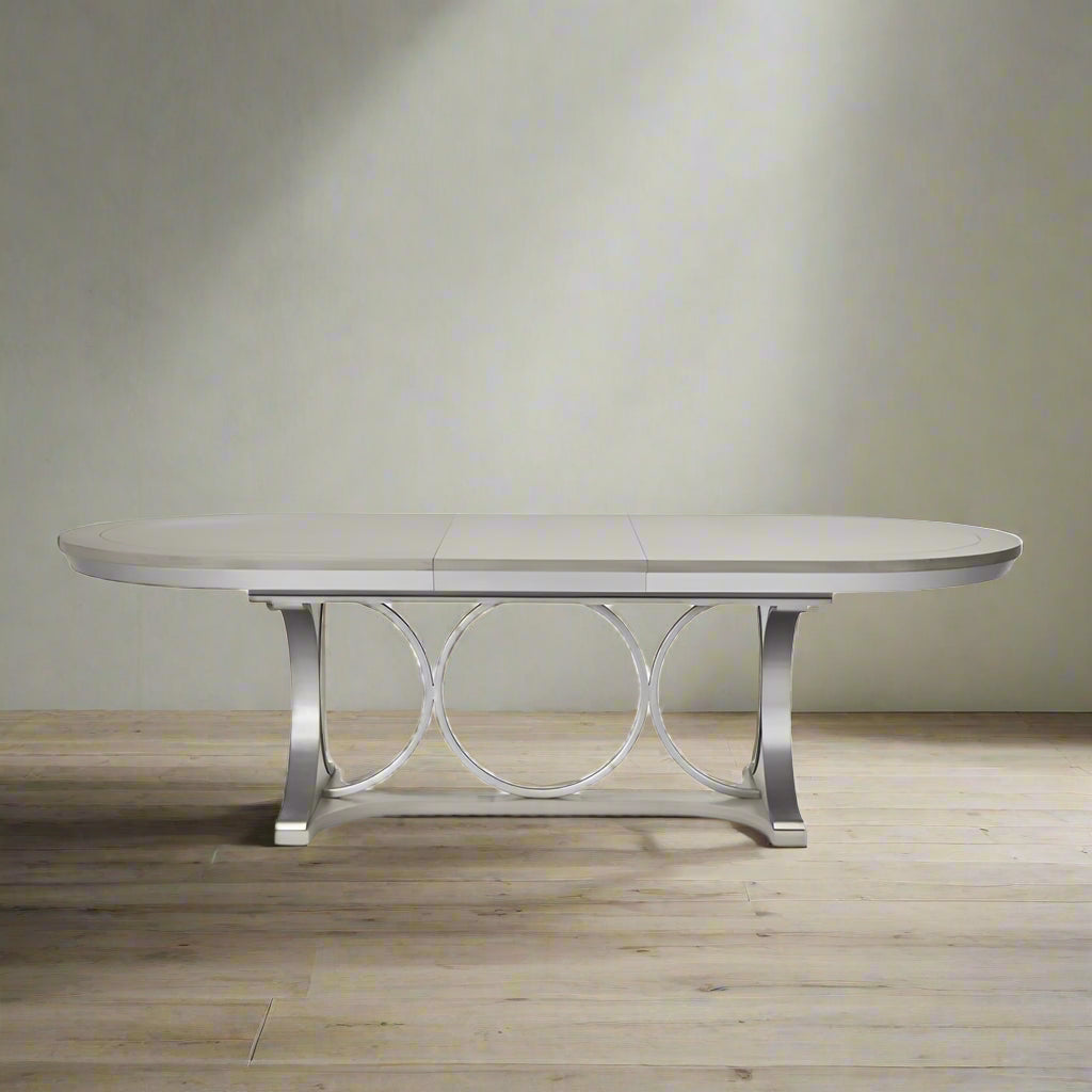 Michael Amini Eclipse Oval Stainless Steel/Wood Moonlight Dining Table FFE258-519