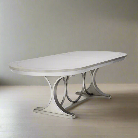 Michael Amini Eclipse Oval Stainless Steel/Wood Moonlight Dining Table FFE258-519