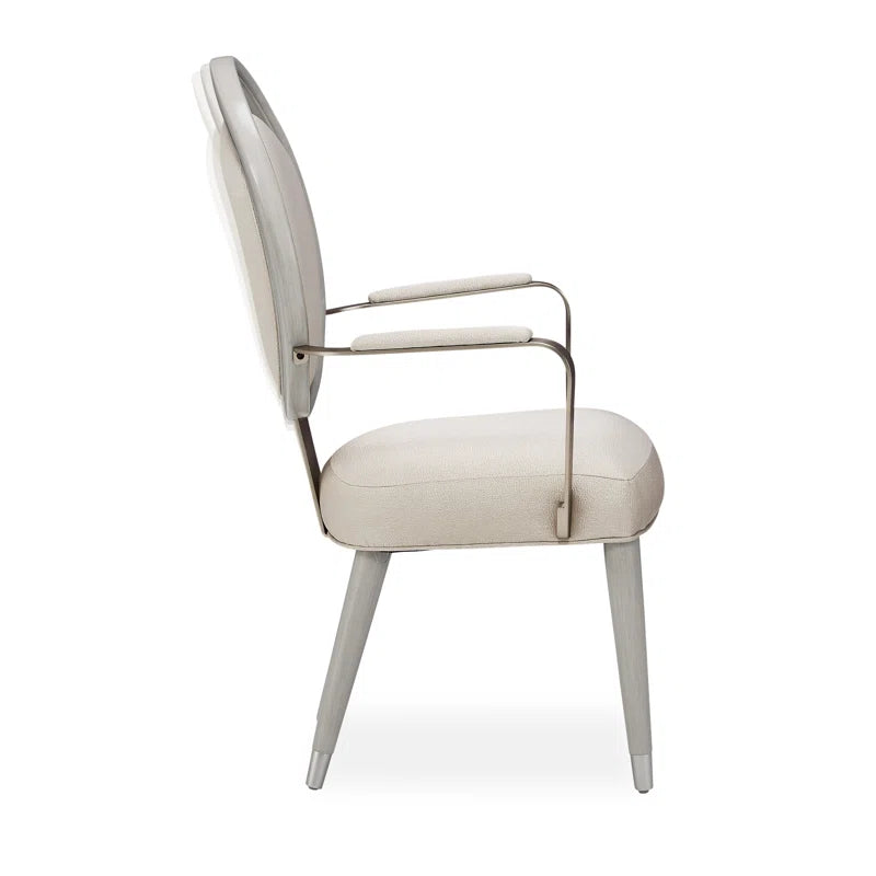 6 Michael Amini Eclipse Poplar Wood Gray Upholstered Side & Arm Dining Chairs FFE258-518