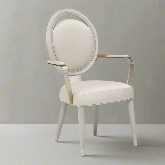 6 Michael Amini Eclipse Wood Gray Upholstered Side & Arm Dining Chairs FFE258-518