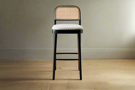 Pair (2) Castlery Edith Cane Back Boucle Seat Bar Stool (2 sets avail) FFE258-530