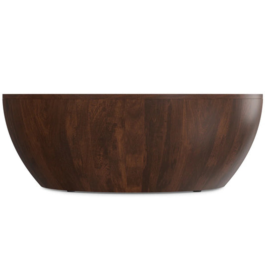 Elmbrook Mango Wood 34" Modern Industrial Drum Coffee Table FFW-1009
